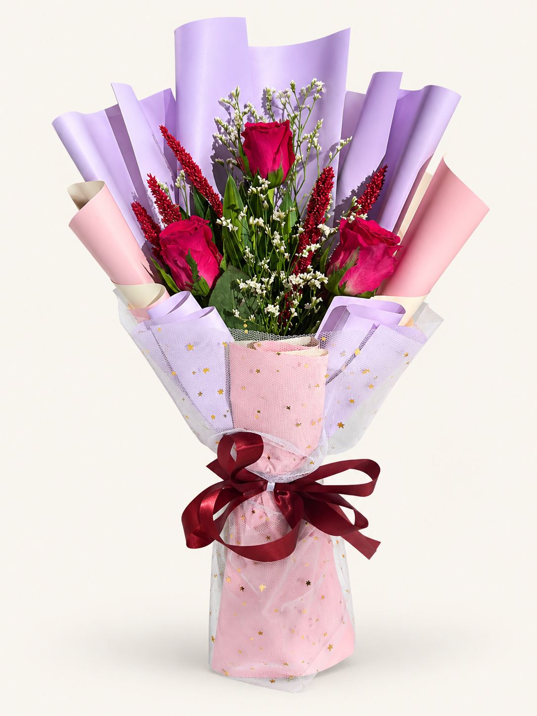Ruby Whisper — Fuchsia China Rose Bouquet