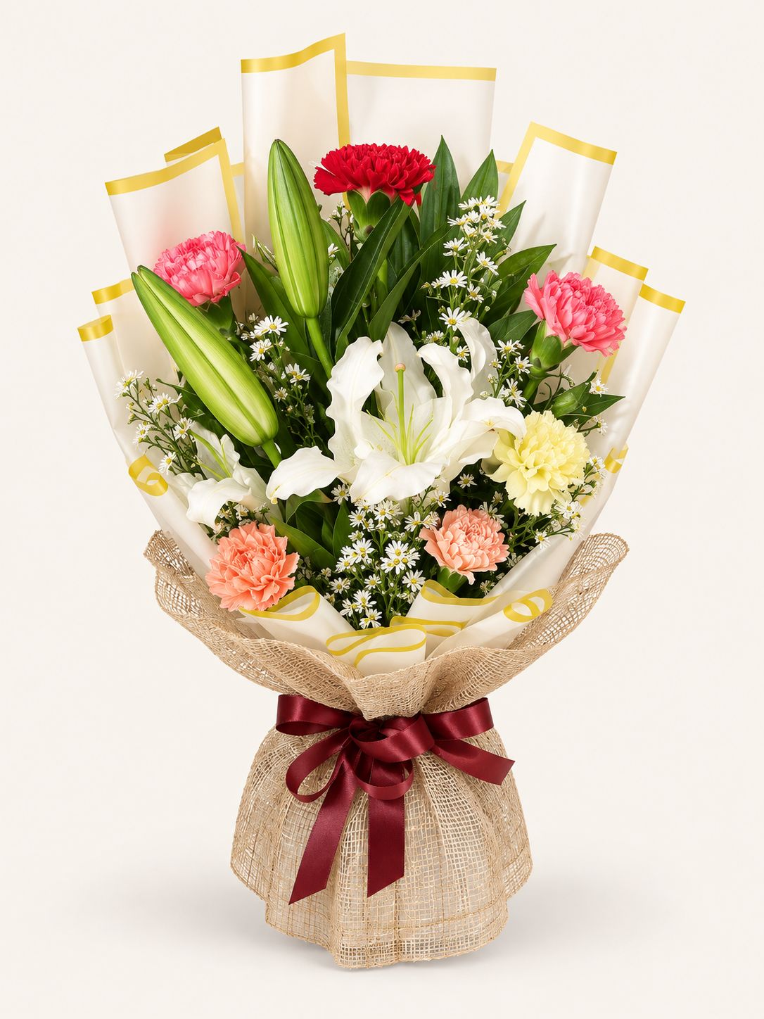 Golden Promise — Pink Lily Mixed Bouquet