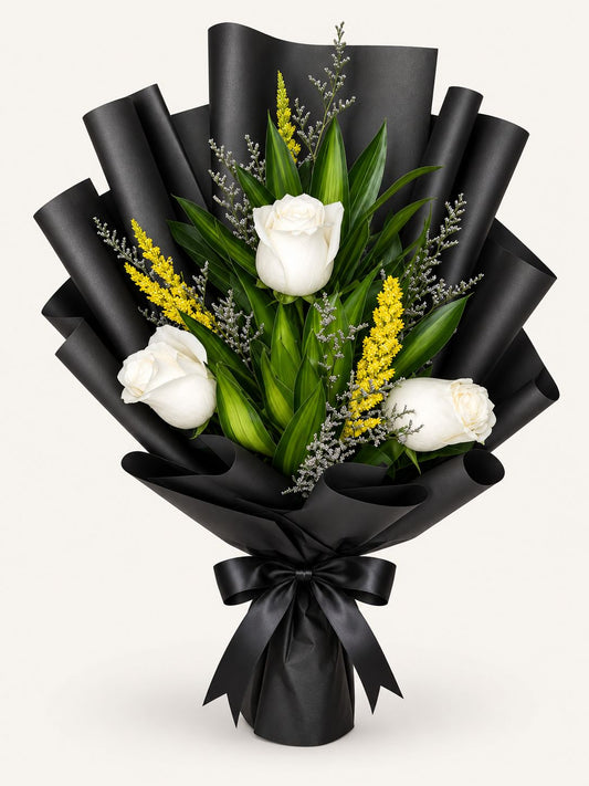 Puting Ganda — White Rose Bouquet (Arm)