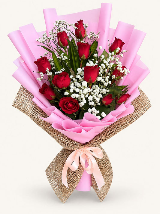Haplos — Red Rose & Baby's Breath Bouquet (Arm)