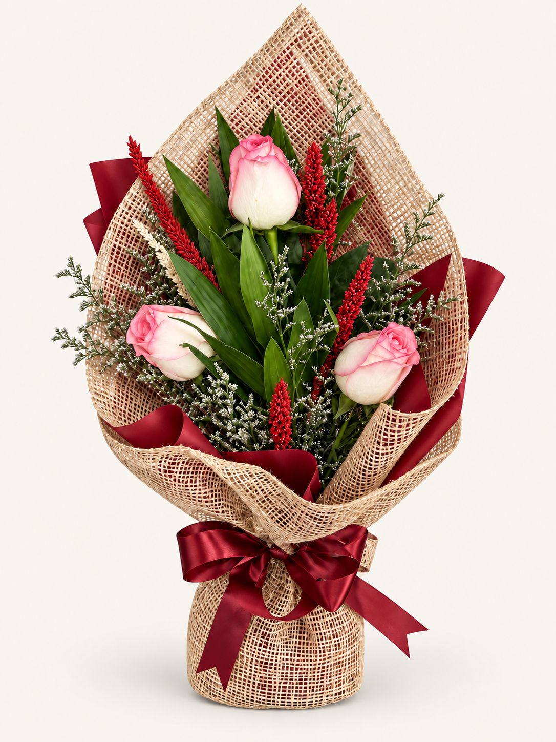 Rustic Vow — Pink-Edged China Rose Bouquet