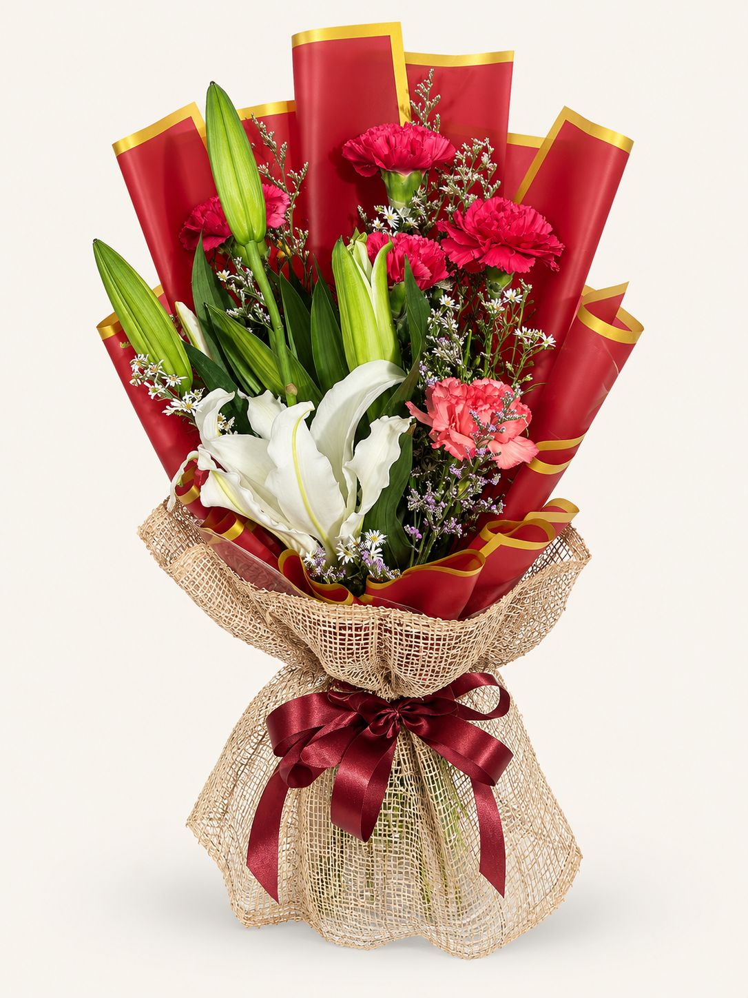 Forever Yours — Red Lily Mixed Bouquet
