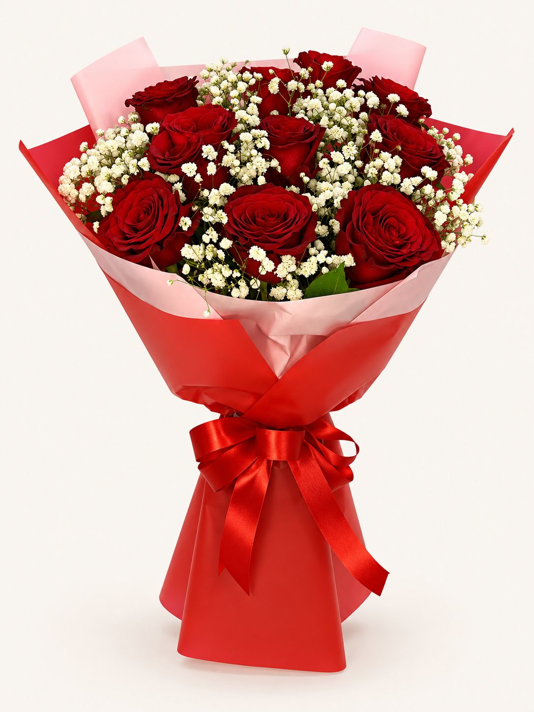 Crimson Whisper — Red China Rose Bouquet
